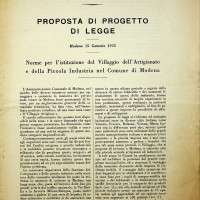 Proposta di legge per la costruzione del villaggio artigiano di Modena Ovest
[ISMO, AFPCMO]