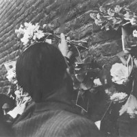 I bolognesi portano fiori sul muro dove sorgerà il sacrario