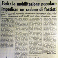 L'Unità, 29 aprile 1971, p. 2- articolo relativo agli scontri di piazza a Predappio e Forlì fra nostalgici e antifascisti del 28 aprile 1971